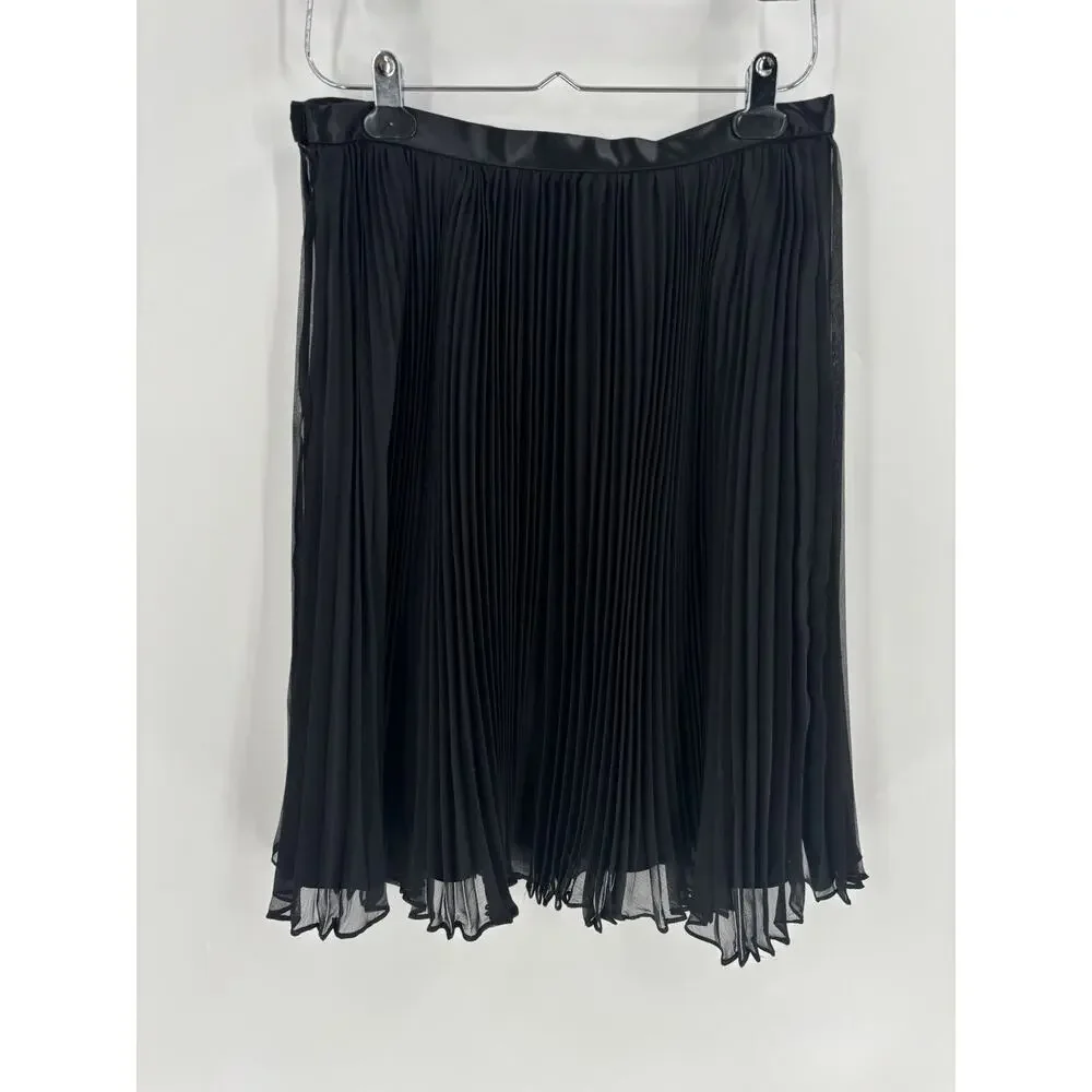 Victor Costa Vintage Skirt Womens 8 Black Pleated Lined Knee Length Chiffon